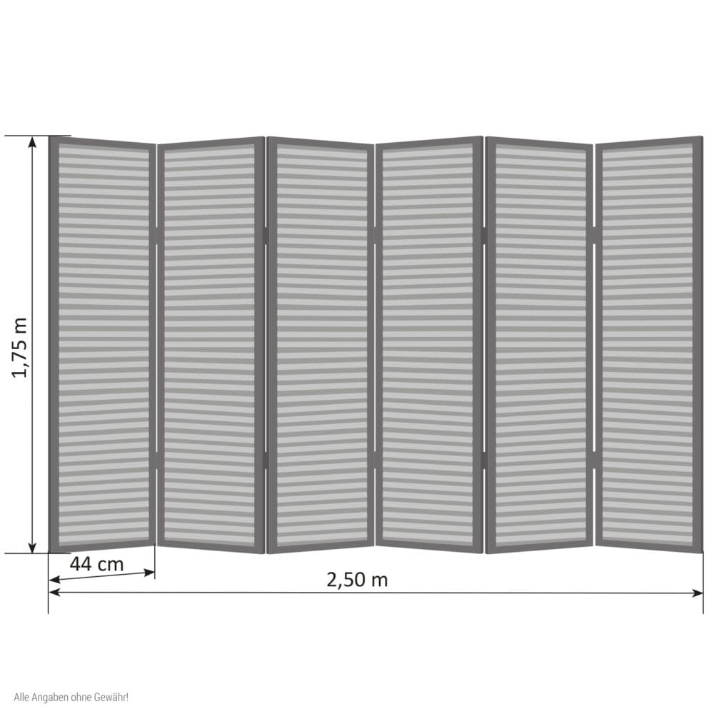 6-teiliger Paravent Raumteiler aus Holz Braun