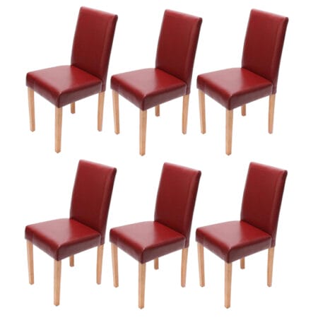 6x Esszimmerstuhl Littau Leder ~ rot helle Beine