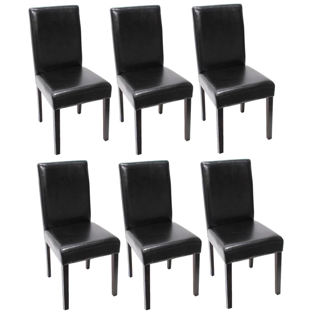 6x Esszimmerstuhl Littau Leder ~ schwarz dunkle Beine