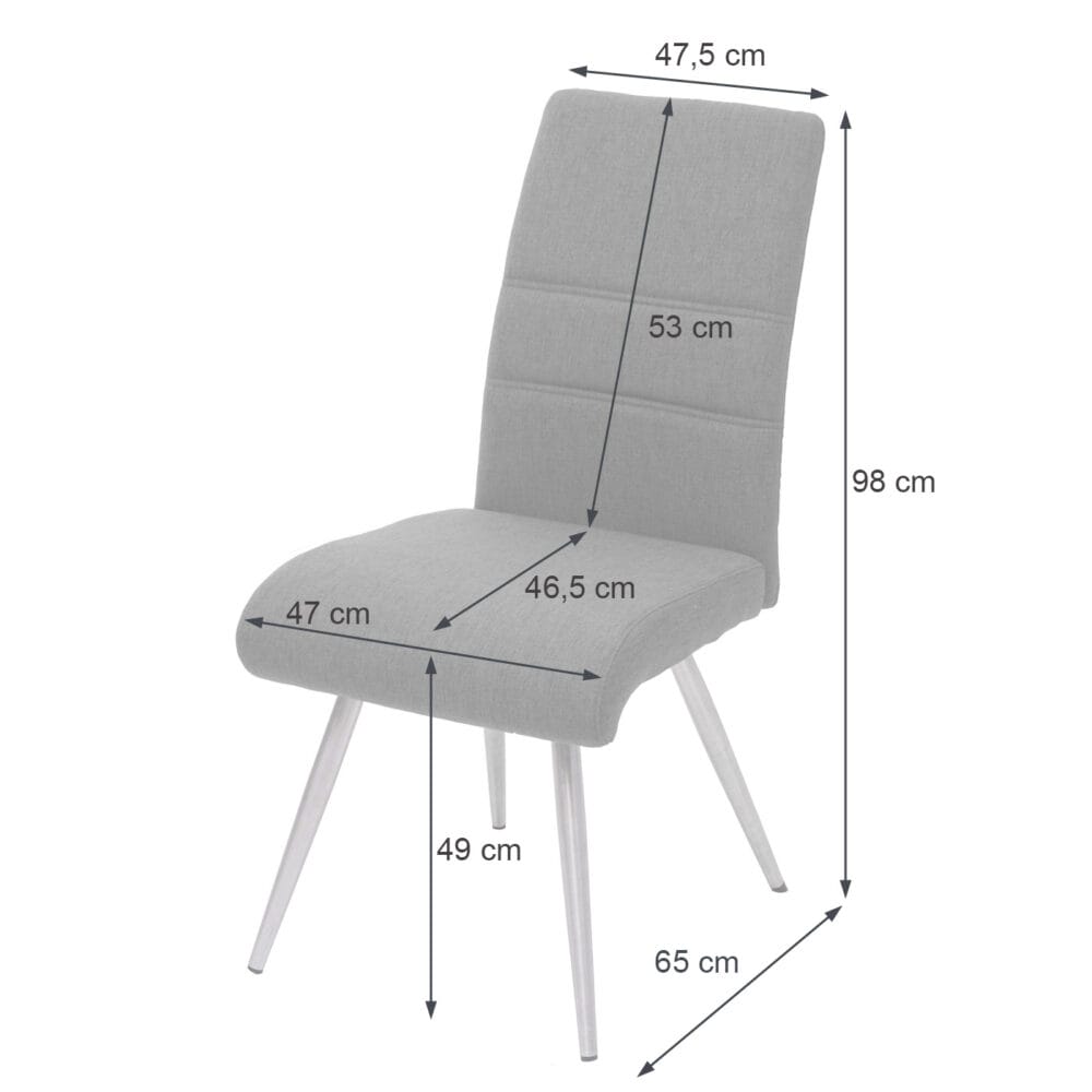 6x Esszimmerstuhl Stoff/Textil Edelstahl gebürstet ~ grau