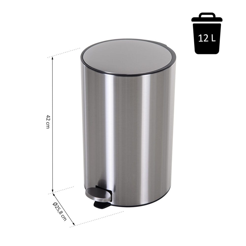 Abfalleimer 12L Edelstahl Treteimer mit Inneneimer Soft Close