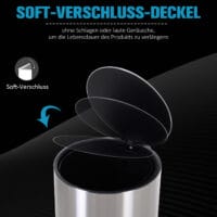 Abfalleimer 12L Edelstahl Treteimer mit Inneneimer Soft Close