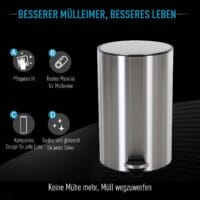 Abfalleimer 12L Edelstahl Treteimer mit Inneneimer Soft Close