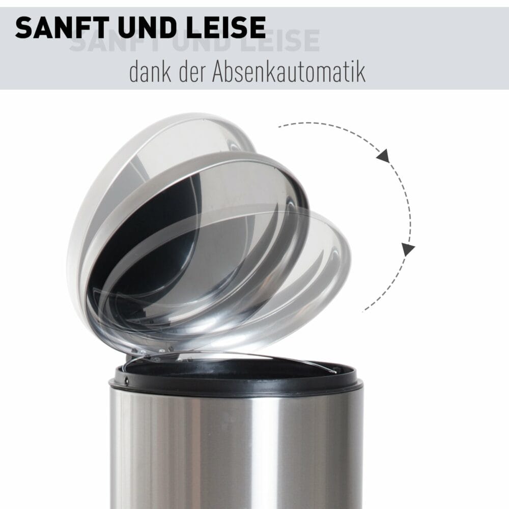 Abfalleimer 30L Edelstahl Treteimer mit Inneneimer Soft Close