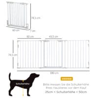 Absperrgitter für Hunde Schutzgitter Türschutzgitter 180x3x74.5cm