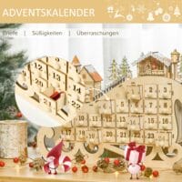 Adventskalender Holz mit Lichter 45 cm x 10 cm x 31 cm