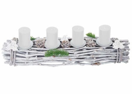 Adventskranz Weihnachtsdeko 60cm Kerzen weiss