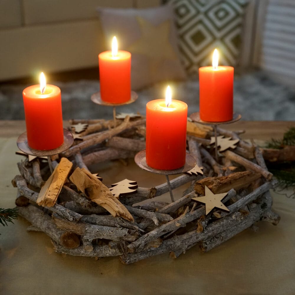 Adventskranz Weihnachtsdeko Ø 40cm Kerzen rot