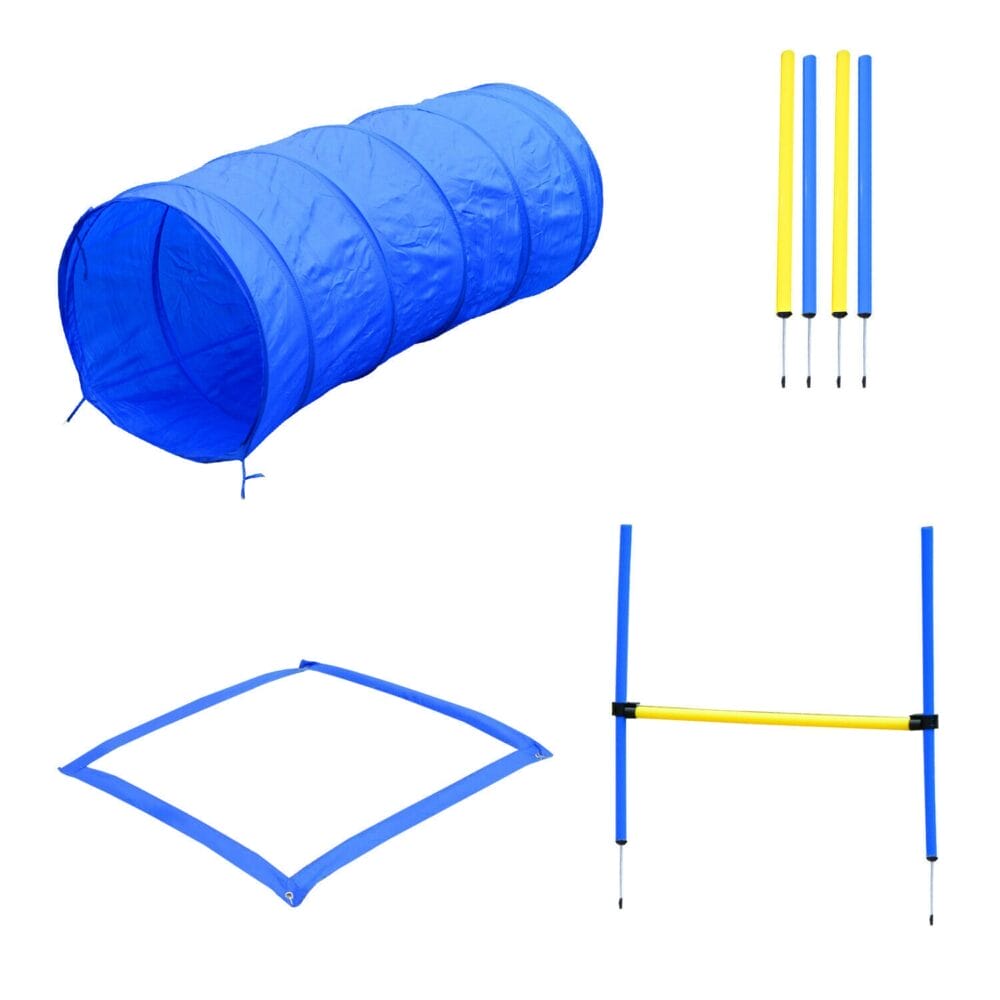 Agility Hundetrainingsset Tunnel + Slalom + Hürde inkl. Tasche