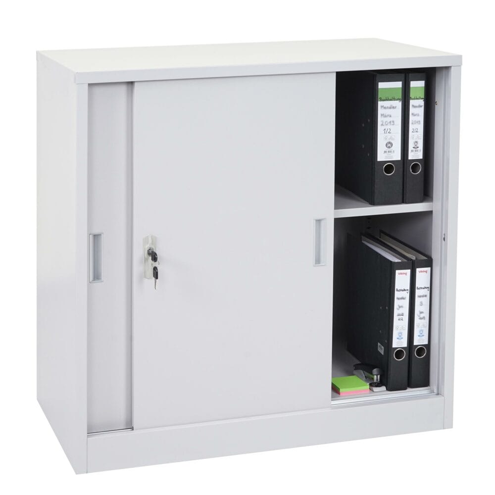 Aktenschrank Boston mit Schiebetüren 90x90x45cm grau