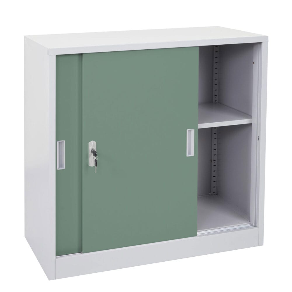 Aktenschrank Boston mit Schiebetüren 90x90x45cm grün