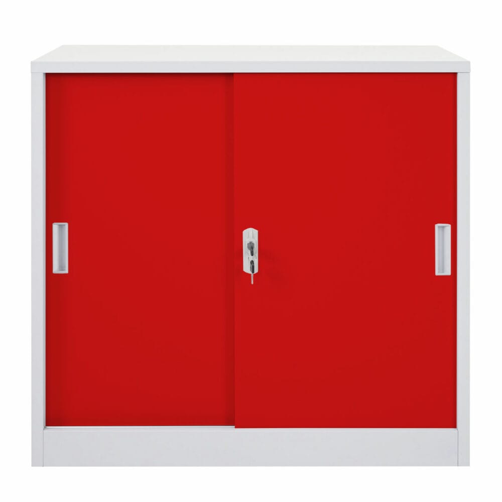 Aktenschrank Boston mit Schiebetüren 90x90x45cm rot