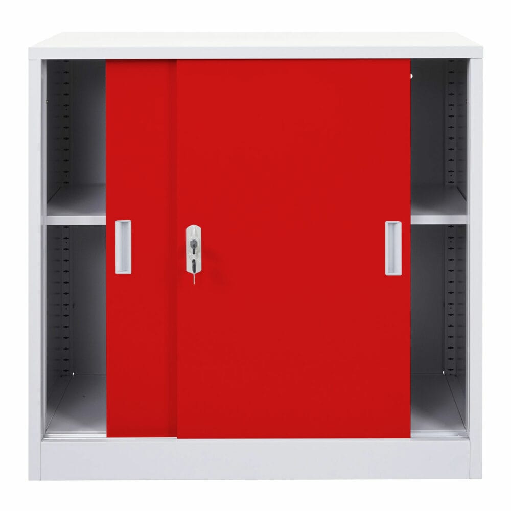 Aktenschrank Boston mit Schiebetüren 90x90x45cm rot