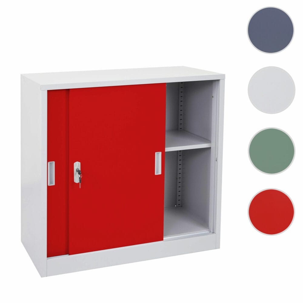 Aktenschrank Boston mit Schiebetüren 90x90x45cm rot