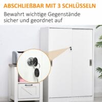Aktenschrank Büroschrank mit 3 Regalen und 2 Türen weiss