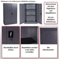 Aktenschrank JAM-H17 2 Türen abschliessbar Metall 185x90x40cm