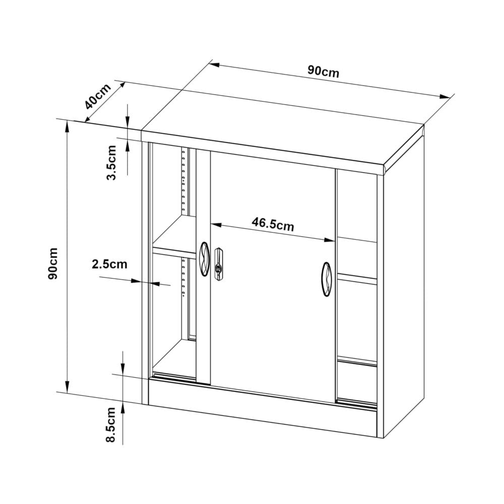 Aktenschrank Rieti Stahl 90x40x90 cm Hellgrau