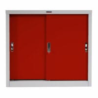 Aktenschrank Valberg 2 Schiebetüren 83x91x46cm ~ rot