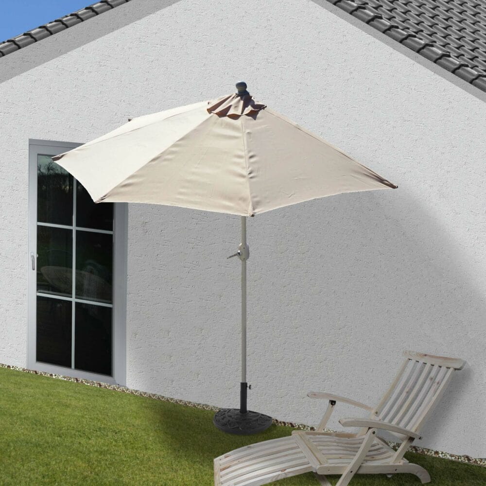 Alu-Sonnenschirm halbrund Parla ~ 270cm creme mit Ständer