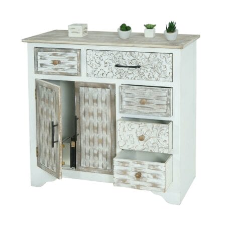 Apothekerkommode Apothekerschrank Shabby Chic 92x88x35cm weiss