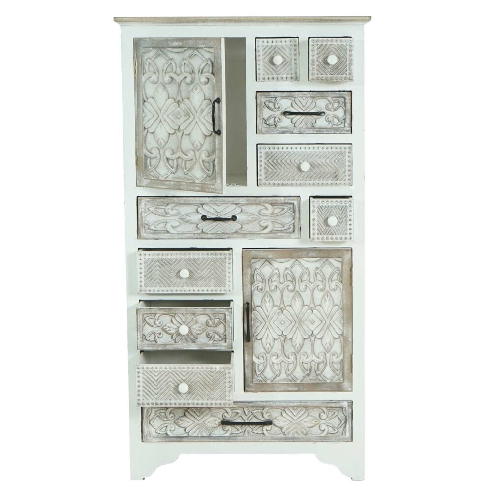 Apothekerschrank 150x81x40cm Shabby Chic weiss