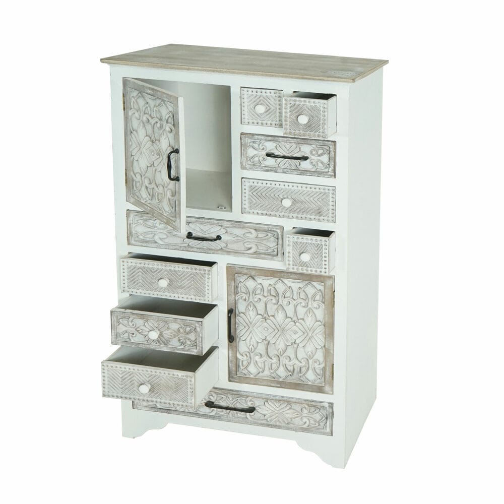 Apothekerschrank 150x81x40cm Shabby Chic weiss