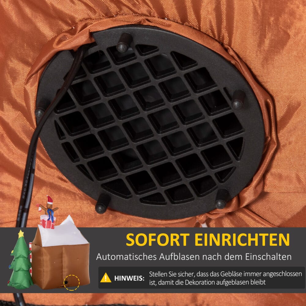 Aufblasbar Lebkuchenhaus 210cm mit Weihnachtsmann LED Licht