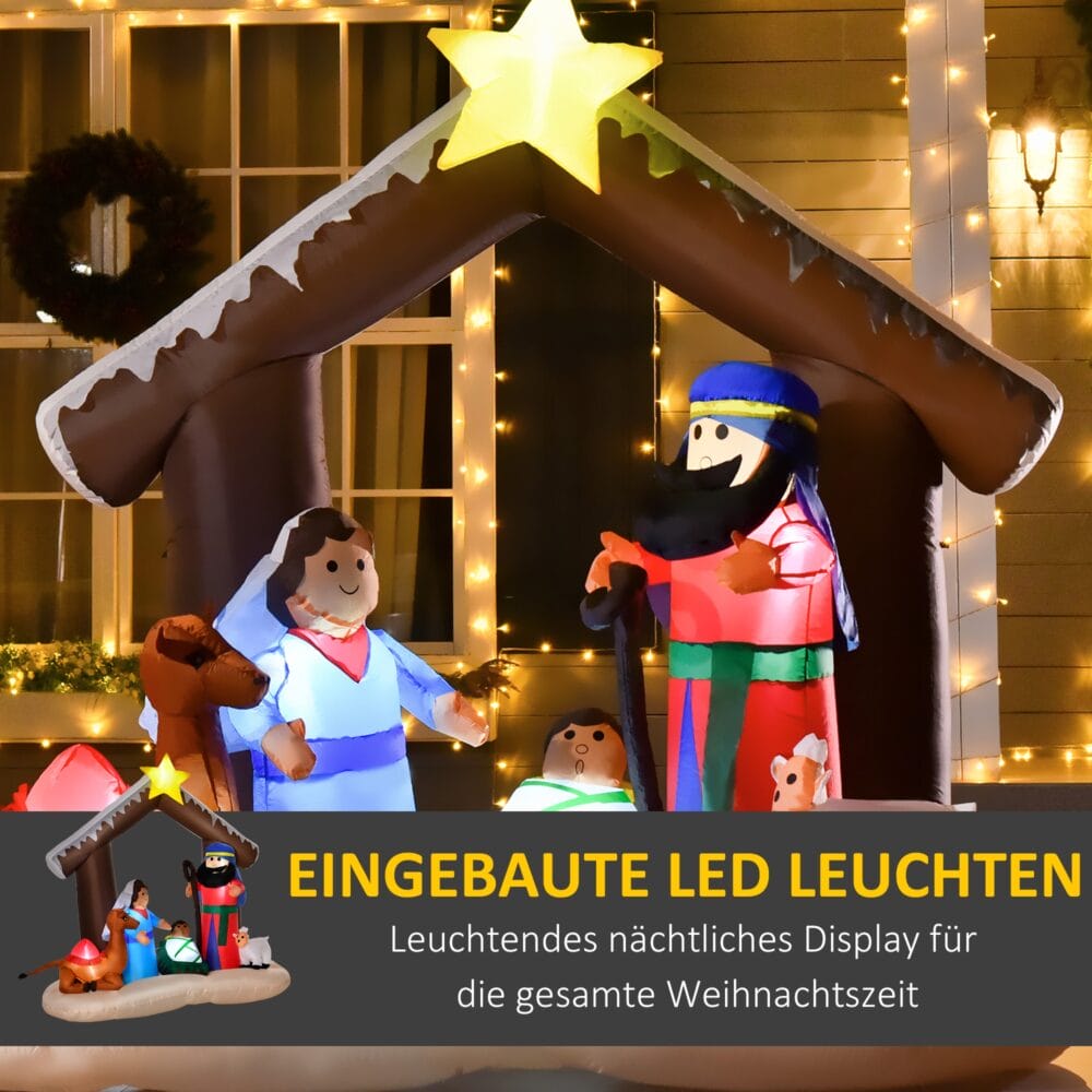 Aufblasbare Weihnachtskrippe beleuchtet 201x183cm