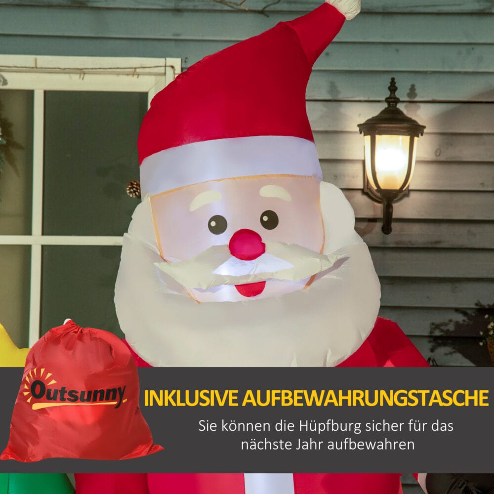 Aufblasbarer 210cm Weihnachtsmann mit Weihnachtsbaum LED