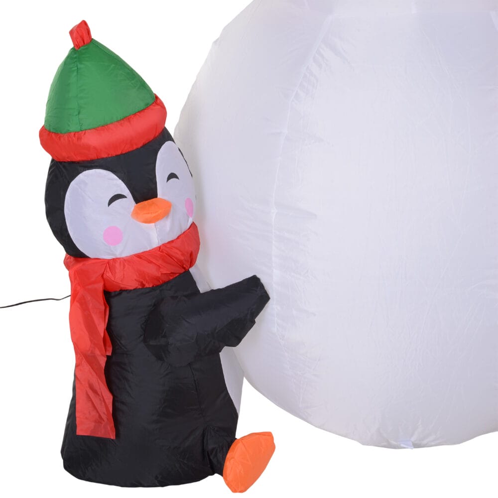 Aufblasbarer LED-Schneemann mit 3 Pinguinen 180cm