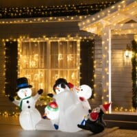Aufblasbarer LED Schneemann mit Pinguin 213cm