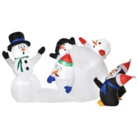 Aufblasbarer LED Schneemann mit Pinguin 213cm