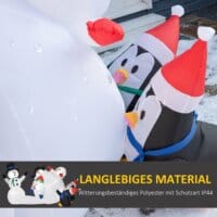 Aufblasbarer LED Schneemann mit Pinguin 213cm