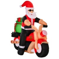 Aufblasbarer LED-Weihnachtsmann auf Motorrad Rocker Santa
