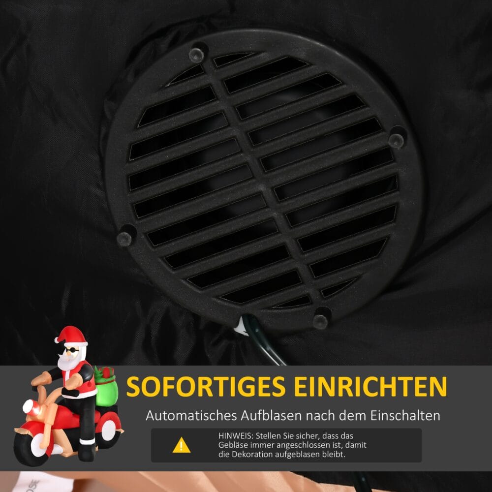 Aufblasbarer LED-Weihnachtsmann auf Motorrad Rocker Santa