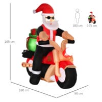 Aufblasbarer LED-Weihnachtsmann auf Motorrad Rocker Santa