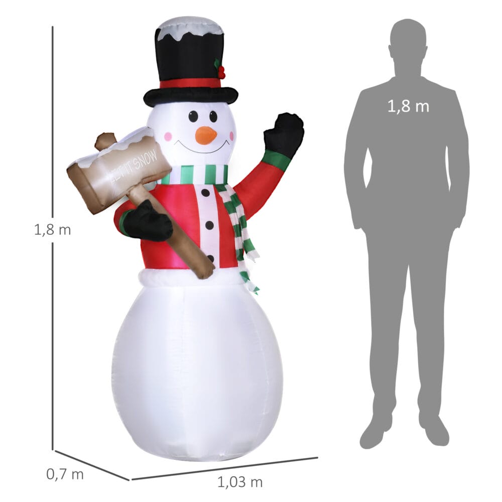 Aufblasbarer Schneemann 180cm mit Schild