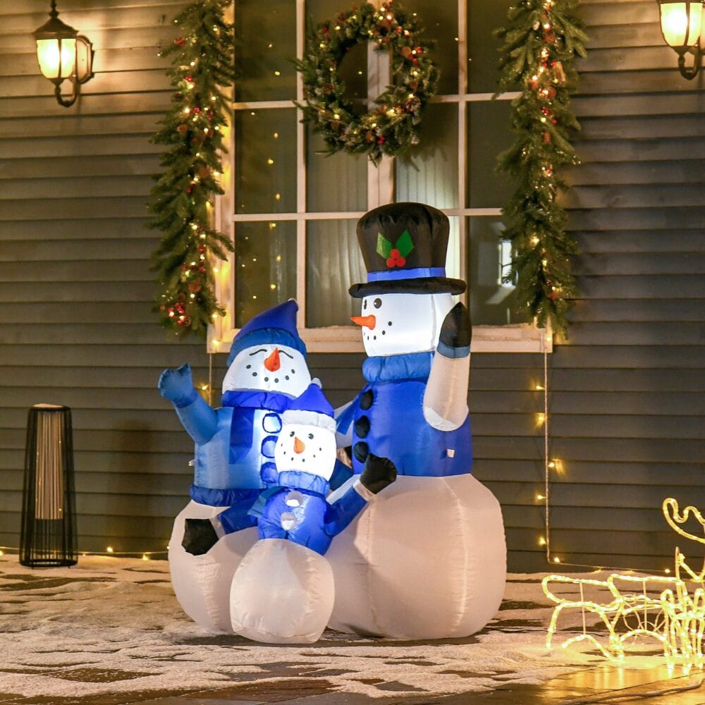 Aufblasbarer Schneemann Familie mit LED 120cm