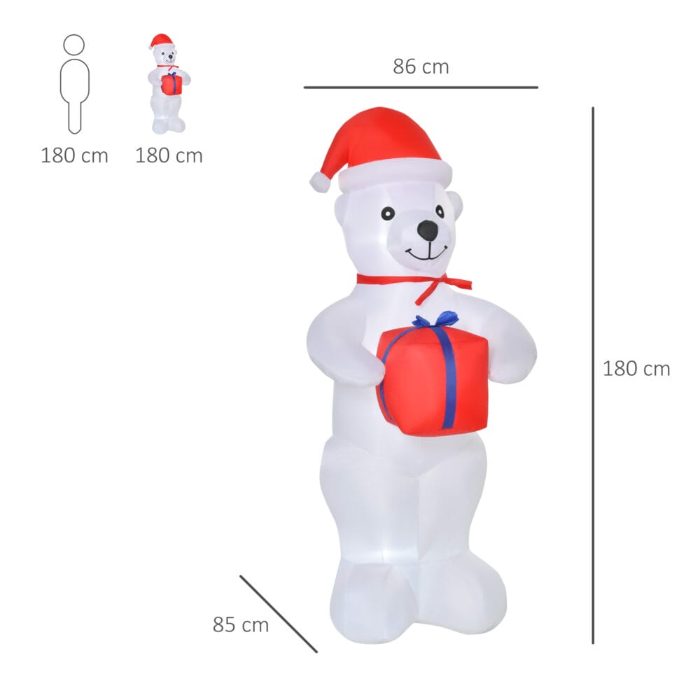 Aufblasbarer Weihnachts-Eisbär 180cm beleuchtet