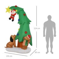 Aufblasbarer Weihnachtsbaum Weihnachtsmann 223cm LED