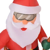 Aufblasbarer Weihnachtsmann auf Ski beleuchtet