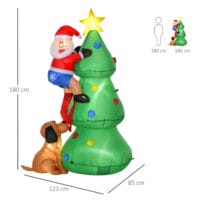 Aufblasbarer Weihnachtsmann mit Hund LED 123cm