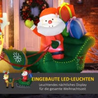 Aufblasbarer Weihnachtsmann mit Rentieren 125cm