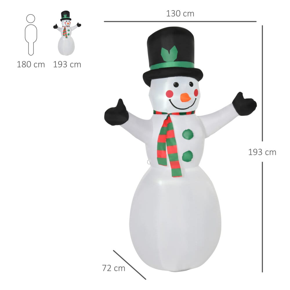 Aufblasbarer XL Schneemann 193cm beleuchtet