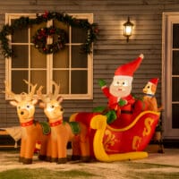 Aufblasbarer XXL Weihnachtsmann mit Schlitten 230cm LED Lichter