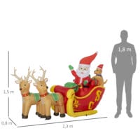 Aufblasbarer XXL Weihnachtsmann mit Schlitten 230cm LED Lichter