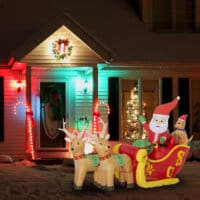 Aufblasbarer XXL Weihnachtsmann mit Schlitten 230cm LED Lichter