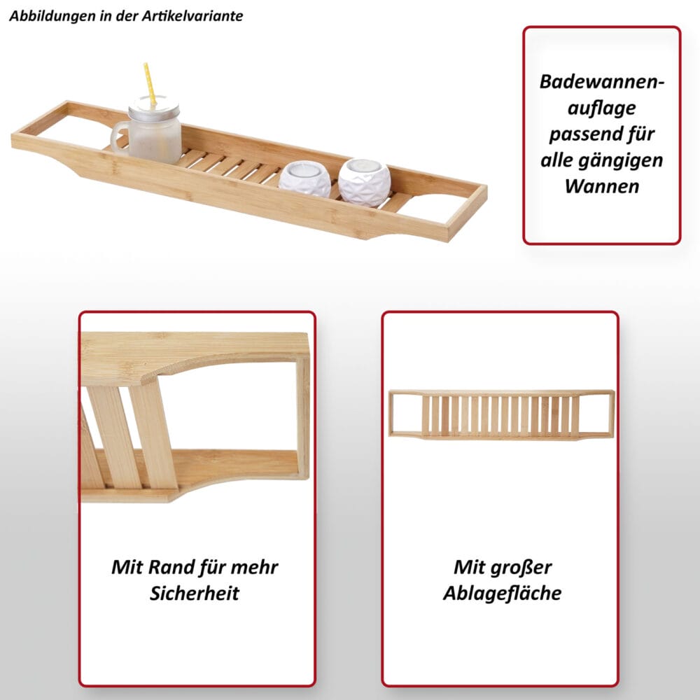 Badewannenauflage Badewannenablage Bambus 5x67x15cm