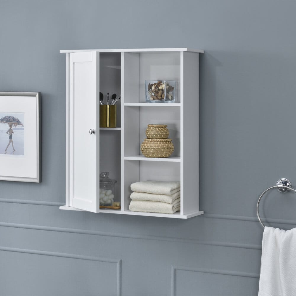 Badezimmerschrank Anderlecht 71x60x18 cm Regal mit Ablagen Weiss