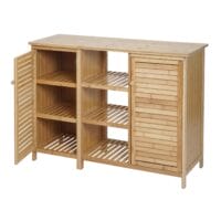 Badezimmerschrank Badschrank Badregal 2 Türen Bambus 87x99x33cm